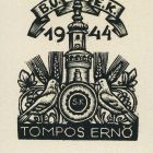 Occasional graphics - New Year's greeting: Happy New Year, 1944. Ernő Tompos.