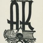 Ex-libris (bookplate) - Dr. AK of Vizkelet (Kálmán Arady)