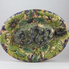 Oval dish - In the style of Bernard Palissy, with snake