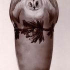 Photograph - Vase with embossed pine branch and flying owl, Rörstrands Porslinsfabriker
