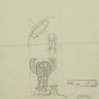 Drawing - the cherub guarding the Ark of the Covenant, from top and side views