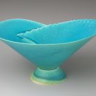 Ornamental dish - With turquoise (lithium blue) glaze