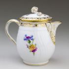 Milk pot with lid - decorated with flower bouquets