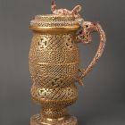 Tankard with lid - With pierced double wall (so-called Wales decoration)