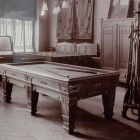 Exhibition photograph - billiard-table worked by Lefkovits G's Partner, Exhibition of Applied Arts at Szeged 1901