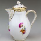 Coffeepot with lid - decorated with flower bouquets