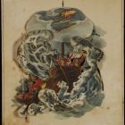 Congratulation card - depiction of a ship in a storm