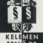 Ex-libris (bookplate) - Book of Dr. Ernő Kelemen