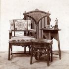Exhibition photograph - salon furniture designed by Ödön Faragó, Collective Exhibition of The Association of Applied Arts 1896