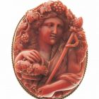 Brooch - with coral carving depicting Bacchus