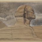 Drawing - Sphinx of Giza, backstage the piramyd (side view)