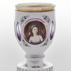 Footed ornamental glass - With enamel painted female portrait (Countess Julia Potocka?)