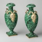 Pair of urns - with Faun mask handles