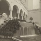 Exhibition photograph - Detail of the Exhibition building with waterfall, Konstindustriutstallningen Exhibition at Stockholm, Sweden 1909