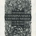 Occasional graphics - Announcement card: In memoriam Catharina Maria van Wees-Meijers