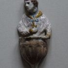 Holy water font - With the figure of a priest