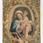 Wall hanging - Madonna and Child surrounded ba a garland of flowers and sundials