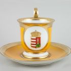Cup and saucer - With the Hungarian coat of arms with a crown