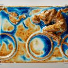 Architectural ceramics - Border tiles depicting cyclists (from the Bigot-pavilion)