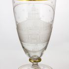 Footed commemorative glass - With a depicting view of the central building of the Vienna World Exhibition of 1873, with the inscription 'Ausstellungspalast / 1873'