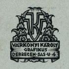 Névjegykártya - Károly Várkonyi graphic designer, Debrecen Sas street 4.