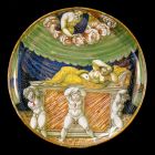 Istoriato plate - the scene of Jupiter and Semele