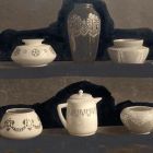 Photograph - Eight porcelain vases of different shapes and decoration and two sugar bowls