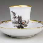 Chocolate cup and saucer - With landscapes