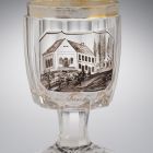 Footed commemorative glass - Spa-cure glass from Harkányfürdő