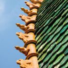 Architectural photograph - glazed ridge tiles of the main dome, Museum of Applied Arts