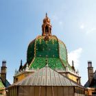 Architectural photograph - main dome and the glass-roof of the vestibul's skylight dome from the courtyard, Museum of Applied Arts