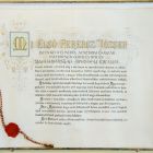 Diploma - for the nauguration of the building of the Museum of Applied Arts