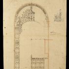 Design - for the wrought-iron gate of the exhibition hall of the Museum of Applied Arts