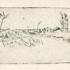 Grafika - Lowland landscape, farm, trees