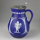 Jug with pewter lid - With putti playing music