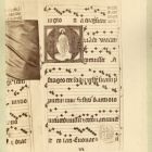 Photograph - one sheet of an antiphonale from the treasury of the Cathedral of Győr at the Exhibition of Applied Arts 1876