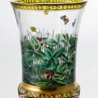 Ornamental glass - with strawberry plants