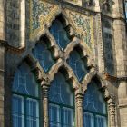 Architectural photograph - window of the dome room--detail of the central projection on the main facade, Museum of Applied Arts