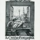 Ex-libris (bookplate) - Civitas Fidelissima public library, Sopron