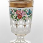 Footed ornamental glass - With enamel painted flower garland