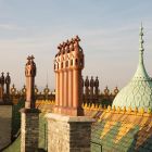 Architectural photograph - detail of the roofs with one of the corner domes of the courtyard, Museum of Applied Arts
