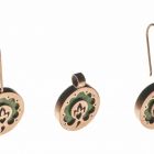 Suite of jewellery - A Pair of Earrings and Pendant for the Zsolnay Forever! Jewellery Design Competition - With the pieces of a green glazed Zsolnay roof tile from the Museum of Applied Arts, Budapest