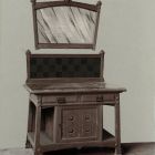 Photograph - basin table with mirror (part of a bedroom suite), designed by Károly Bodon