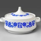 Tureen with lid (part of a set) - Part of the Krisztina-202 tableware set with blue Hungarian style pattern