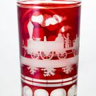 Commemorative glass - With depicting a steam locomotive