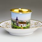 Cup and saucer - With the view of the church of Friedrichroda