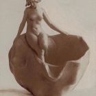 Photograph - Snail-shaped vase with a female nude sitting on the rim