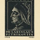 Ex-libris (bookplate) - Dr Ladislaus Petrikovits