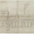 Plan - detail of the battlement on the central projection of the Hőgyes (Rákos) street facade (on the right of the main axis), Museum of Applied Arts