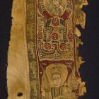 Fabric fragment (tunic clavus) - with the figure of an angel and a bust of an unknown saint